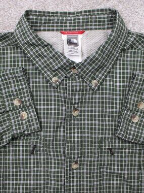 The North Face Shirt Mens XL Green Roll Sleeve Vented Long Sleeve Zip Pocket